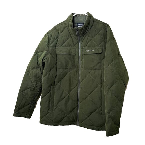 Marmot 600 Duck Down Jacket Men's XL Dark Matte Green Quilted Coat - Picture 1 of 15